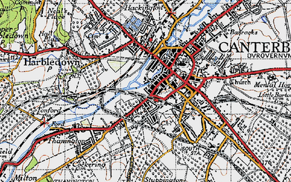 Old map of Canterbury in 1947