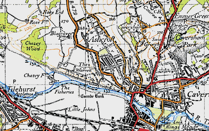 Old map of Caversham Heights in 1947