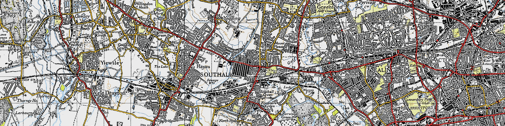 Old map of Southall in 1945