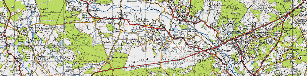 Old map of Yateley in 1940