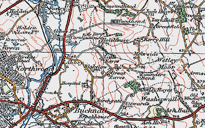 Old map of Abbey Hulton in 1921