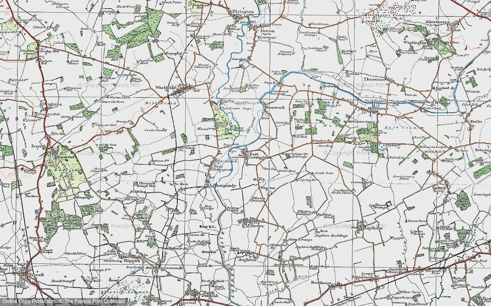 Old Map of East Cottingwith, 1924 in 1924