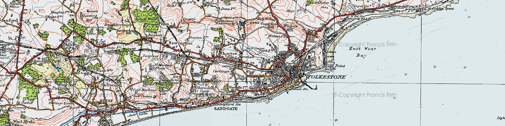 Old map of Folkestone in 1920