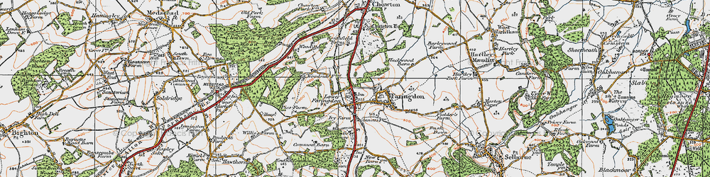 Old map of Lower Farringdon in 1919