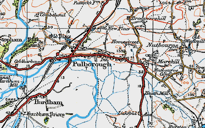 Old map of Pulborough in 1920