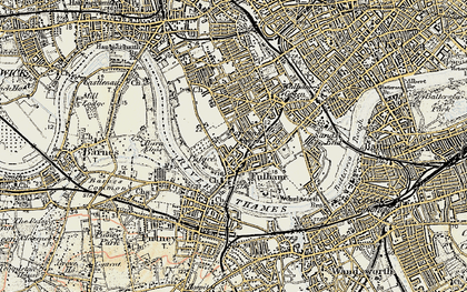 Old map of Fulham in 1897-1909