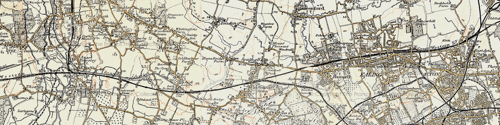 Old map of Southall in 1897-1909